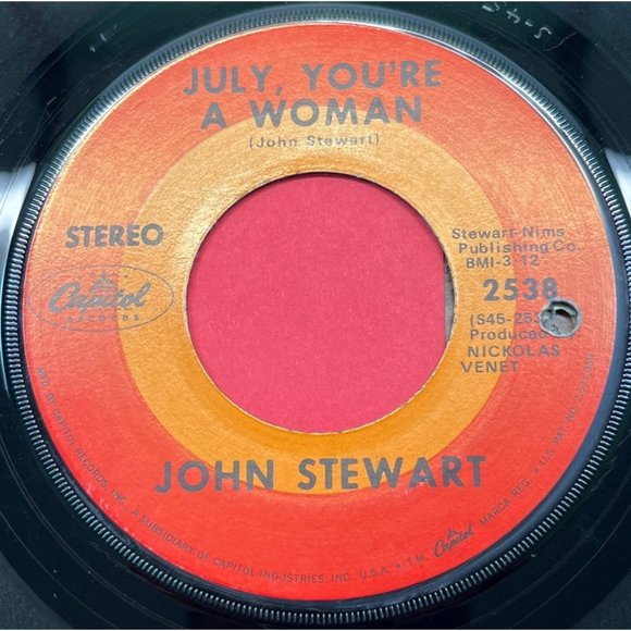 John Stewart She Believes in Me / July You're a Woman 45 Country Capitol 2538 - Picture 2 of 4